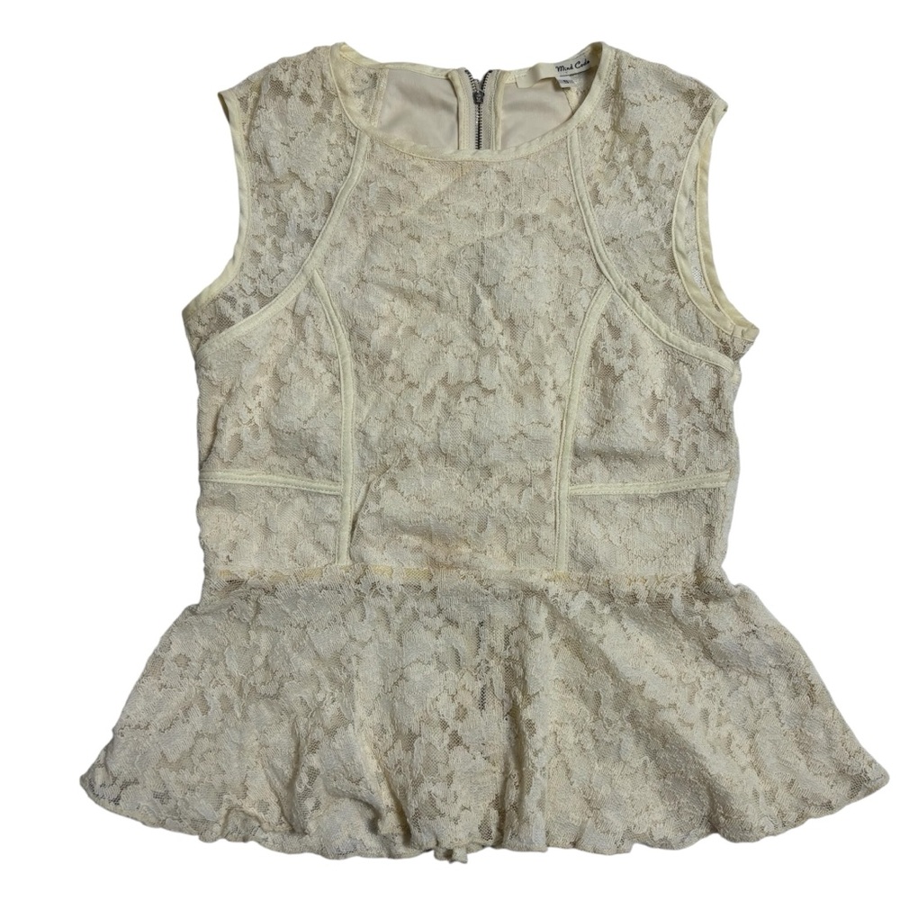 Mind code cream lace tank top